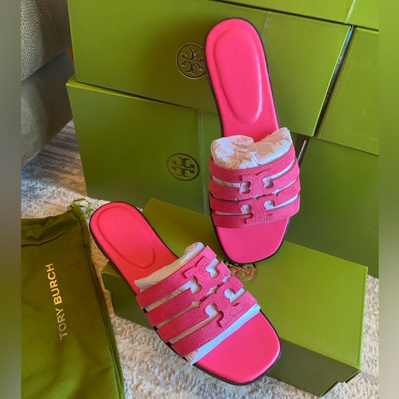 Tory Burch Ines Cage Slide Suede Sandals - Picture 4 of 9